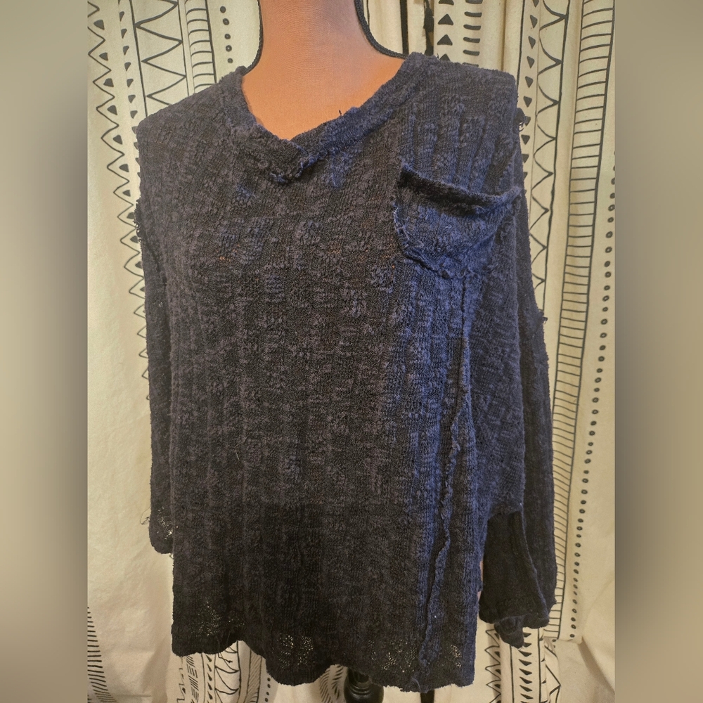 StitchDrop Distressed Black Knit Sweater - Picture 2 of 12